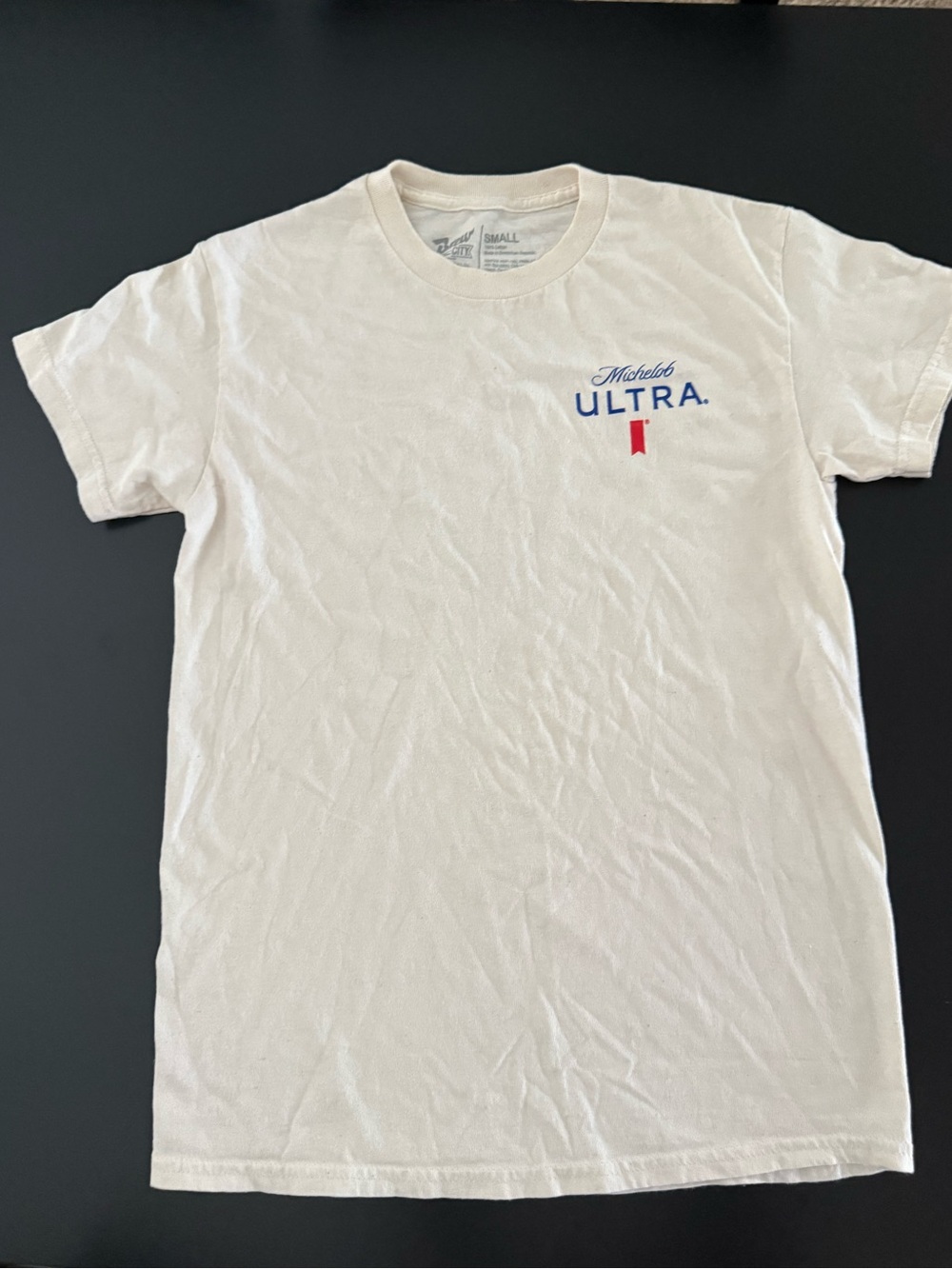 Michelob Ultra Golf Graphic T Shirt White Short Sleeve Size Small